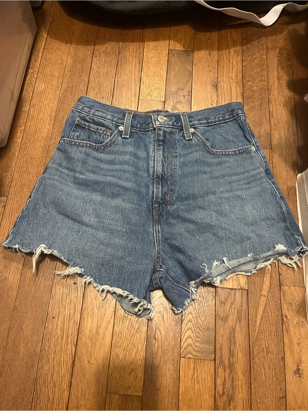 Levi's Raw Hem High-Waist Denim Shorts - Blue